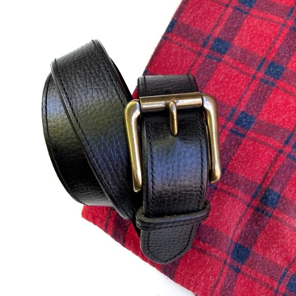 Vintage Polo Ralph Lauren Black Leather Belt | Brass Buckle Classic Heritage - Picture 1 of 16